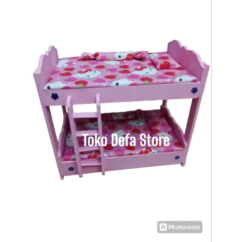 Kasur Tingkat Boneka | Mainan Kasur Barbie | Kasur Barbie | Mainan Kasur Tingkat Barbie | Kasur Kayu
