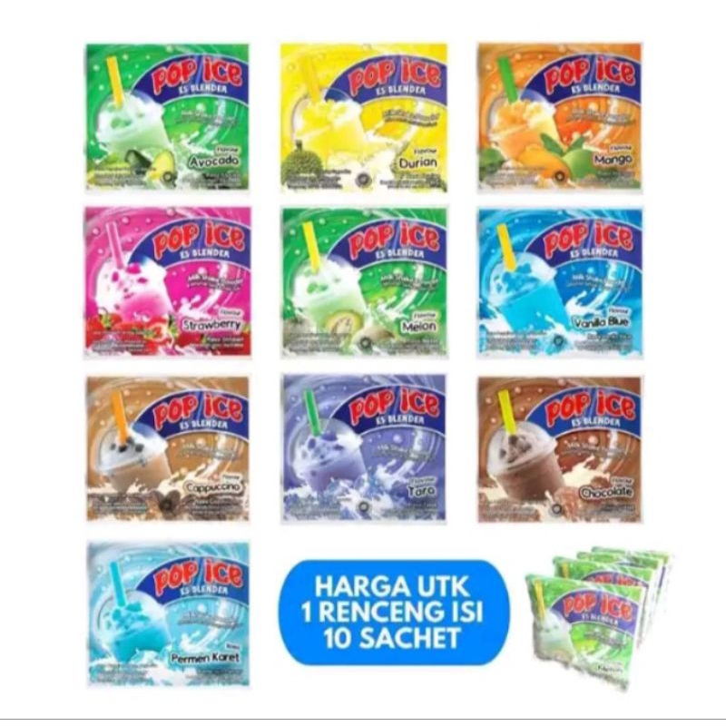 

Pop Ice 25gr Es Blender 1 RENCENG ISI 10 SACHET