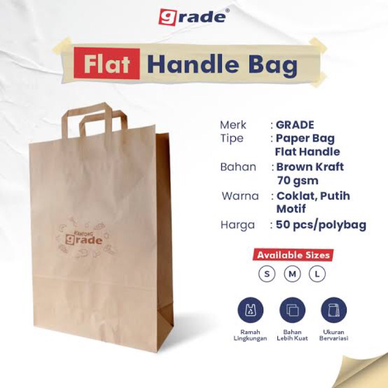 

GRADE Paper Bag Polos & Motif Flat Handle Tas Kantong Kertas Souvenir Belanja Makanan