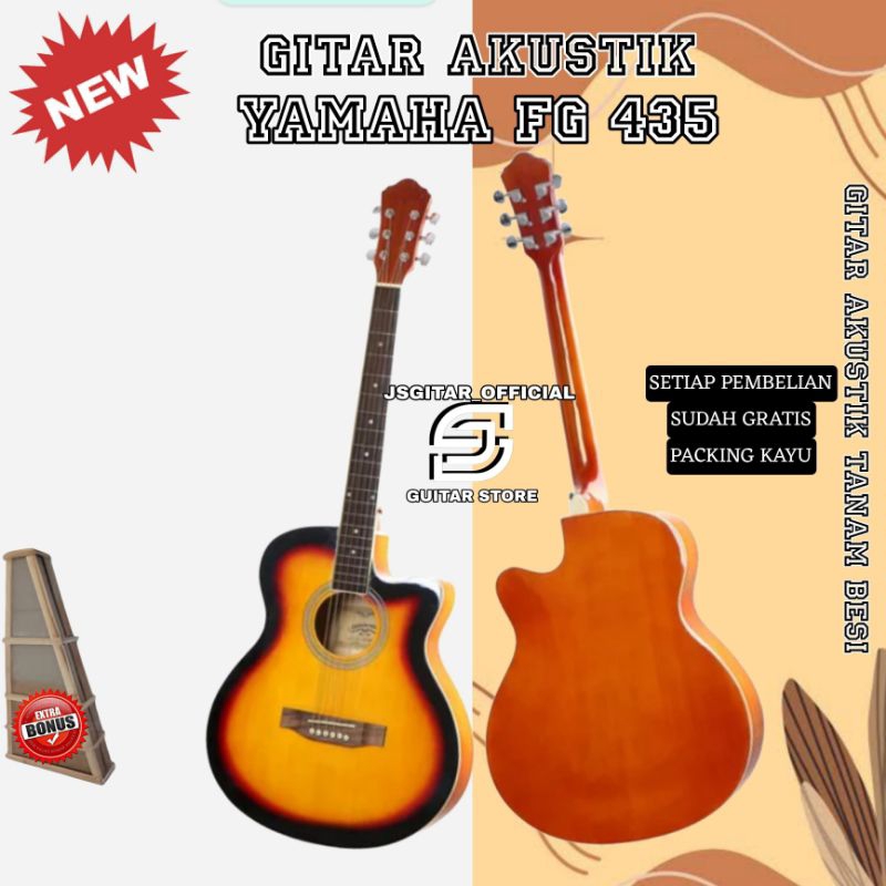 GITAR AKUSTIK PEMULA. GITAR AKUSTIK YAMAHA FG435 GRATIS PACKING KAYU