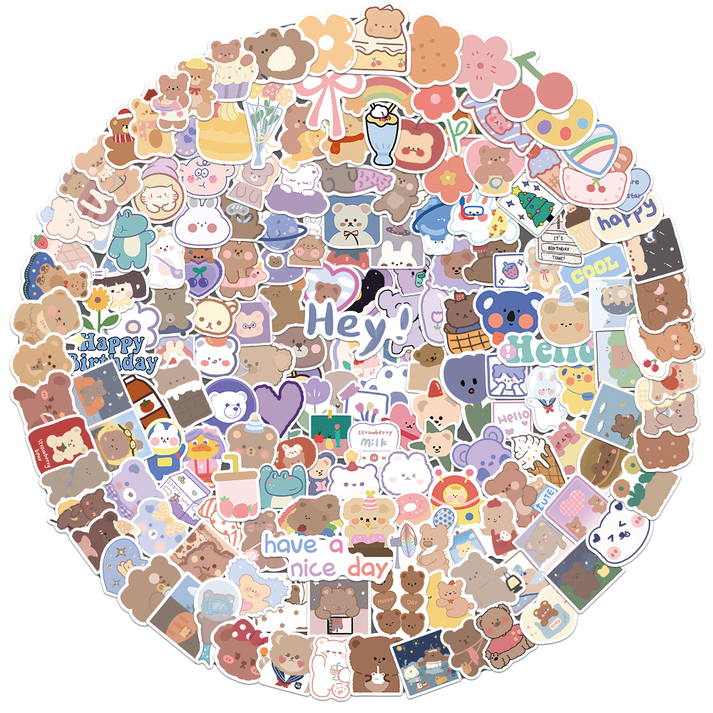 

102pcs Korea INS gaya Stiker lucu Kartun beruang Anti Air Stikers Berperekat Waterproof sticker decal buat Motor Helm Buku Journal Koper Casing HP Laptop Botol Minum