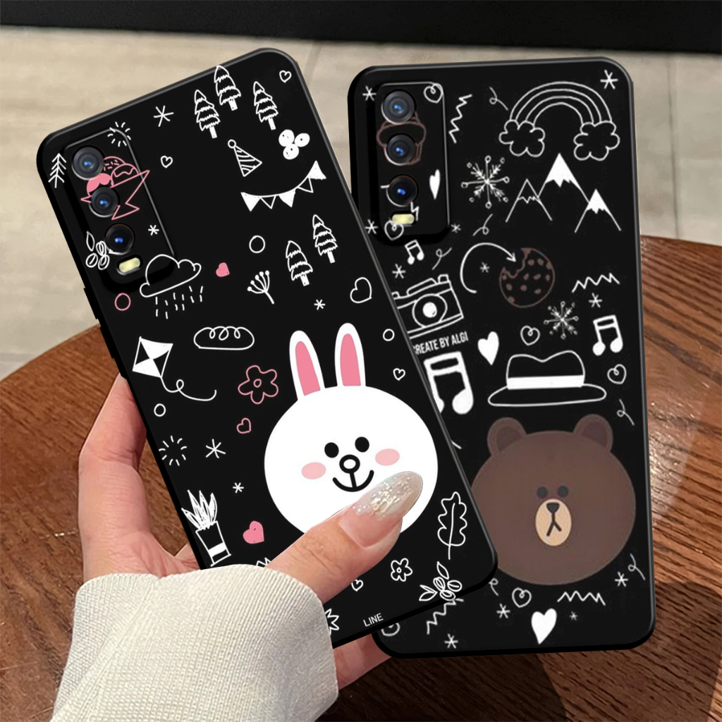 Softcase Vivo Y20SG Y20S Y20 Y12S Case Pelindung Camera Motif Bear Brown
