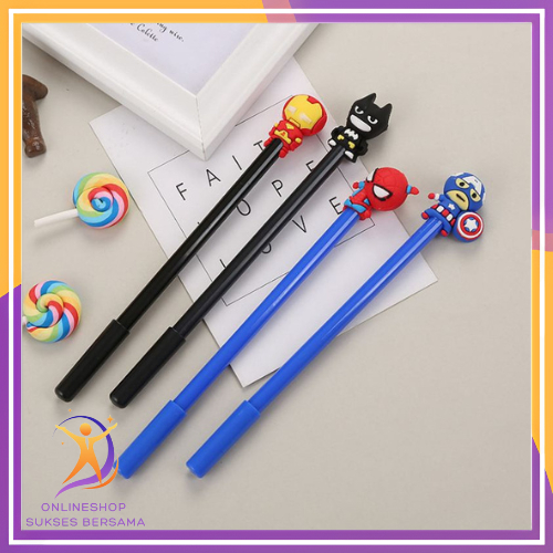 

OSB Pena Karakter SuperHero Gel Pulpen Karakter Pen Tinta Gel Lucu Alat Tulis Karakter Superhero 3D Murah