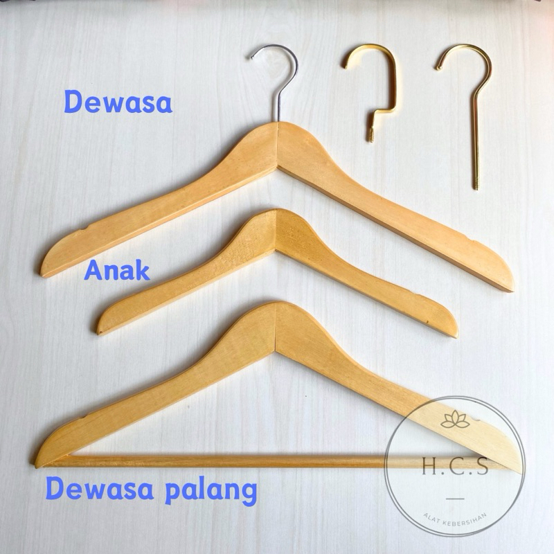 [1PCS] Hanger kayu wood premium natural estetik super tebal | gantungan baju kayu | hanger kayu dewa
