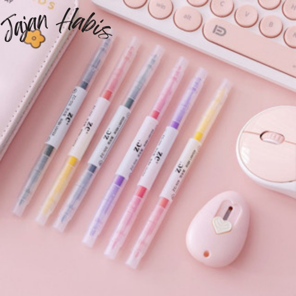 

JABIS Set Highlighter Dua Sisi Warna isi 6Pcs Pen 2 sisi Diary Marker Stationery Lucu Unik Penanda Buku Warna Warni Pena Penanda Kepala Ganda 2 Arah