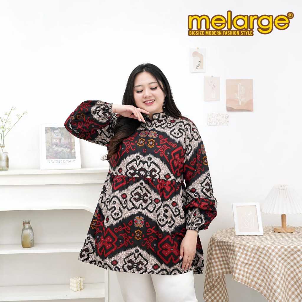 Promo Melarge - Kemeja Batik Wanita Jumbo Baju Batik Perempuan Modern 3Xl Ld 120 4Xl Ld 130 5Xl Ld