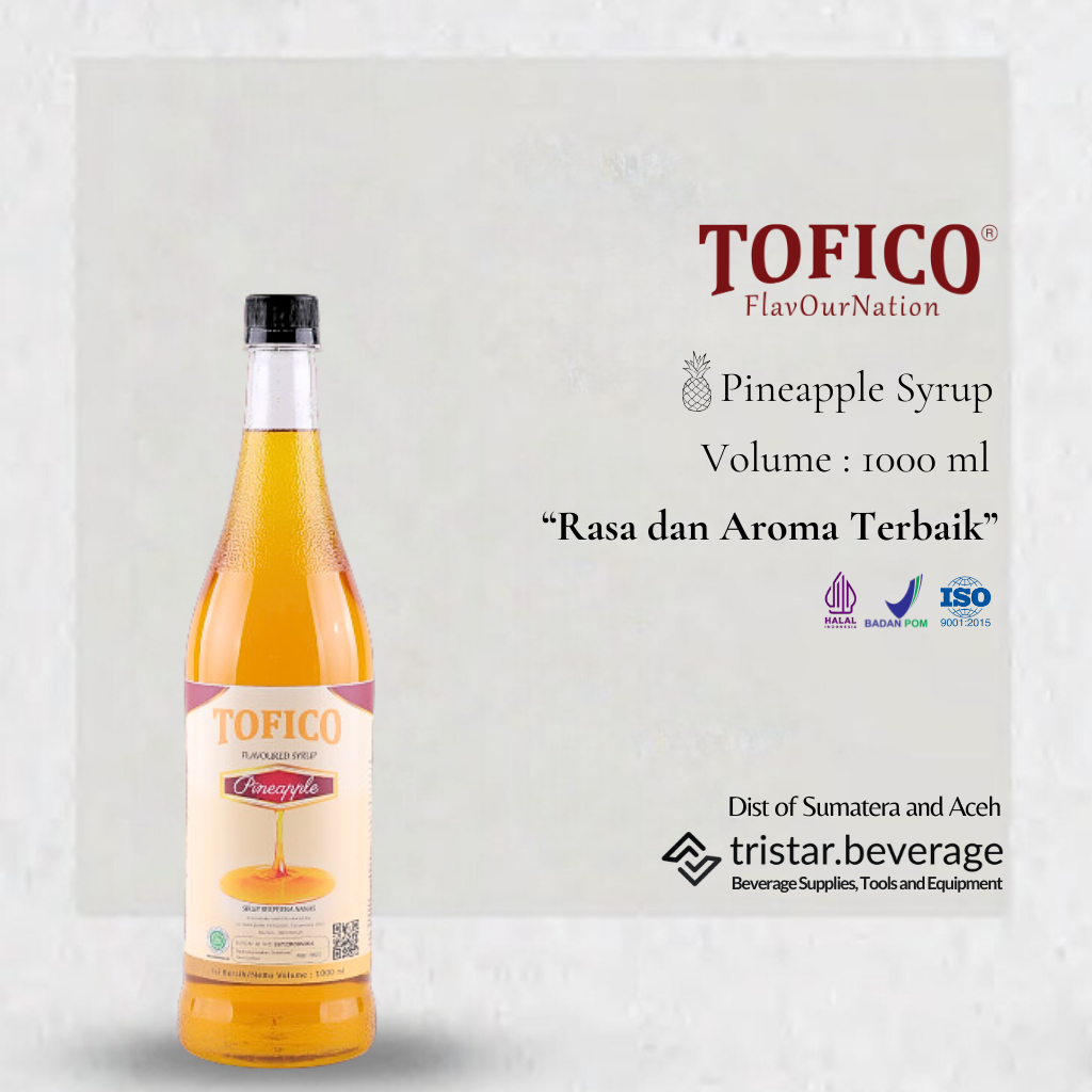 

Tofico Pineapple Syrup - Sirup Premium Rasa Nenas 1000 ml