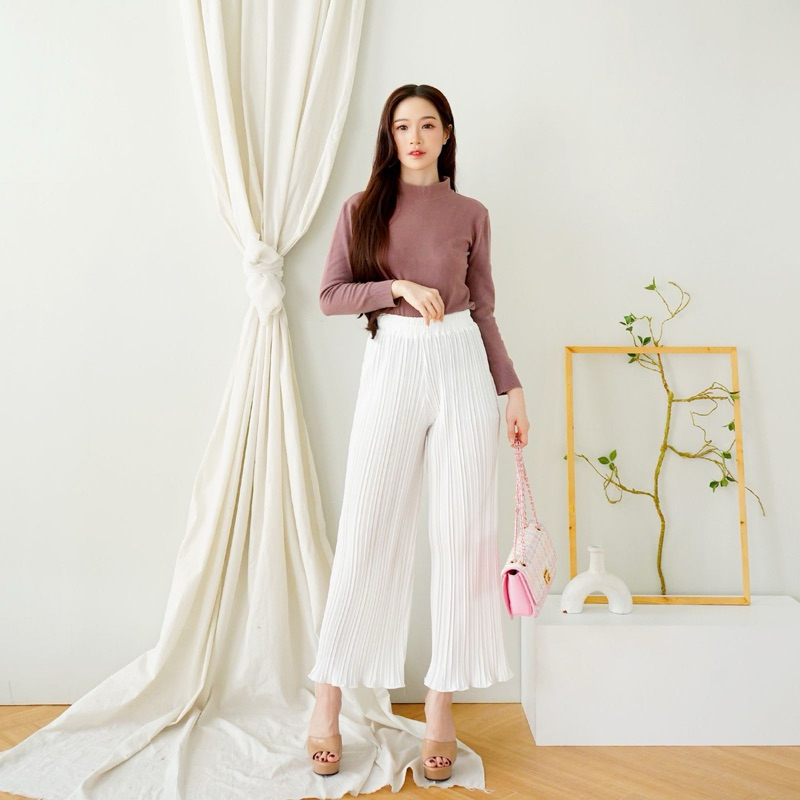 New Arrival Marena Niki Kulot Wanita | Celana Putih Lebaran | Celana Merah Maroon I Kulot Plisket Wa