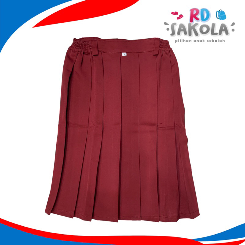 Rok Sekolah SD Merah Tebal Licin Rempel Lipat