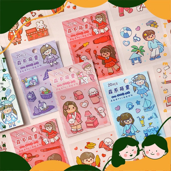 

1 set isi 20 lembar cute children sticker cute lucu kawai deco stiker waterproof HB1730