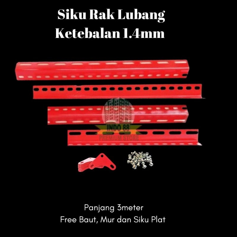 SIKU RAK LUBANG 1.4MM PANJANG 3 METER / BESI SIKU RAK FREE BAUT & MUR