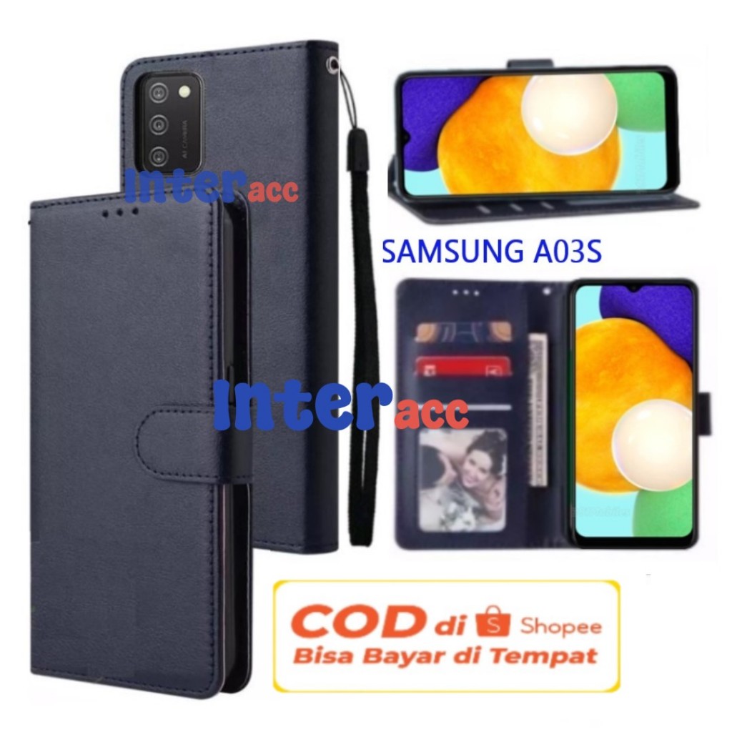 SAMSUNG A03S FLIP LEATHER CASE PREMIUM CASE UNTUK SAMSUNG A03S -FLIP WALLET SARUNG BUKU