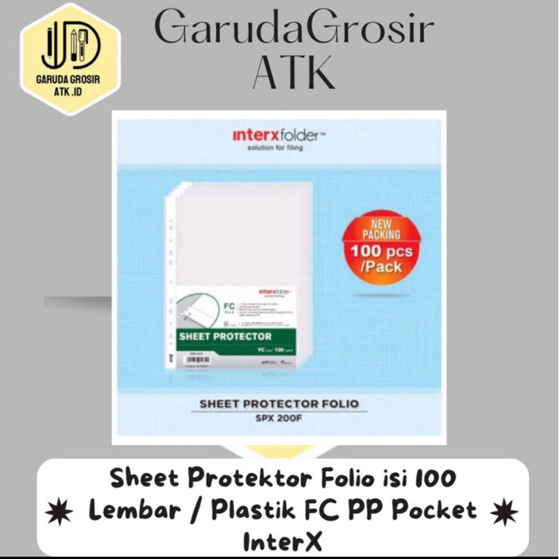 

Sheet Protektor Folio isi 100 Lembar / Plastik FC PP Pocket InterX