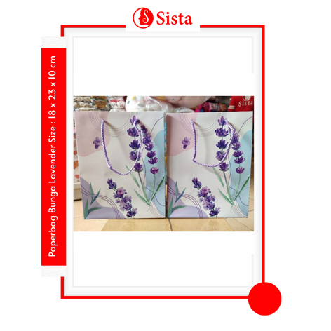 

Paperbag Motif Bunga Lavender Warna Hampers Ultah Tas Kado