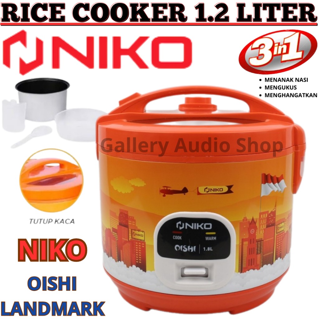 PROMO Termurah Mejikom Niko Oishi Landmark 1,2 Liter | Rice Cooker 300 Watt Tutup Kaca Transparan Da