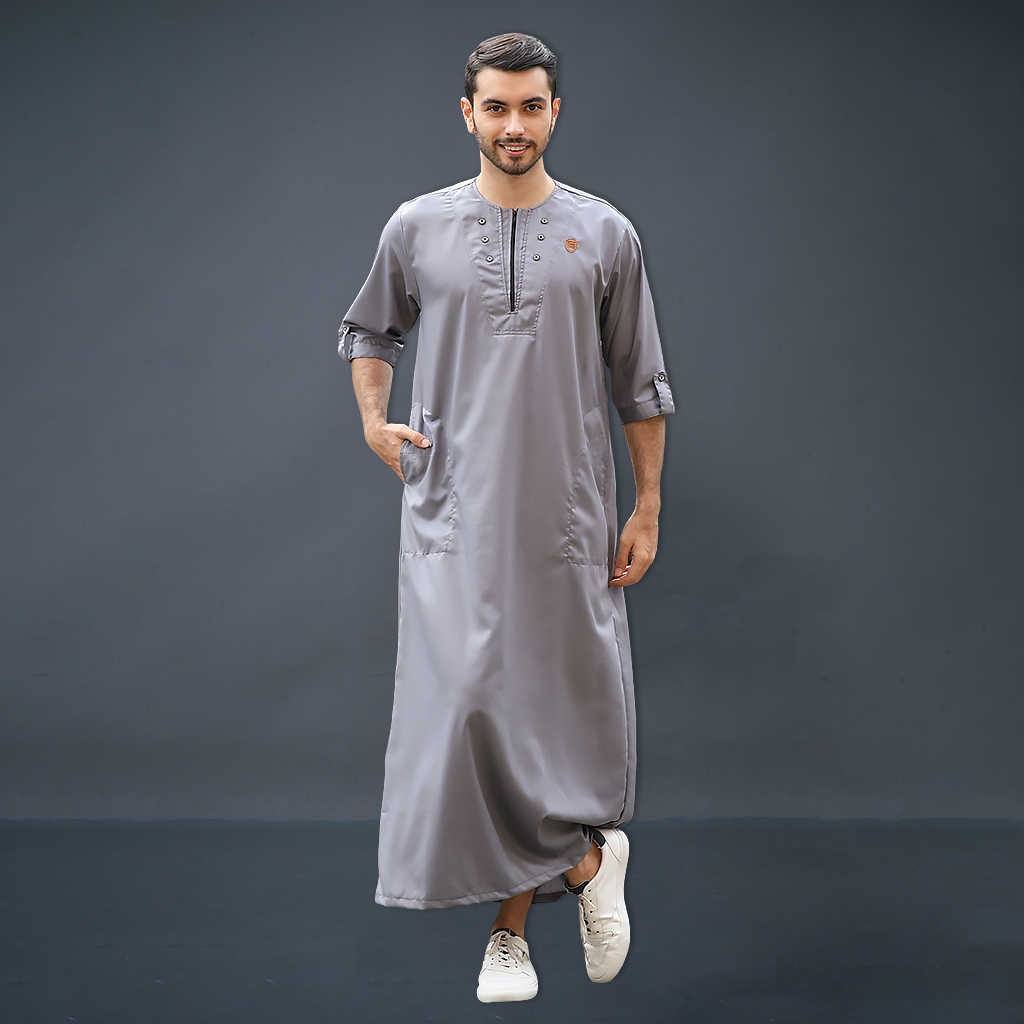 Kawan Muslim - Baju Jubah Gamis Pria Bahan Katun Toyobo Premium Bisa Cod Putih Hitam Hijau Abu-2