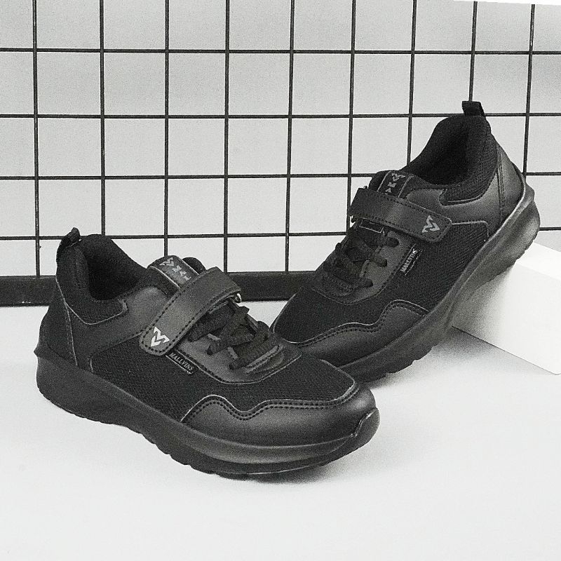 MALLVINS Sepatu Sekolah Anak Size 31-38 Full Hitam