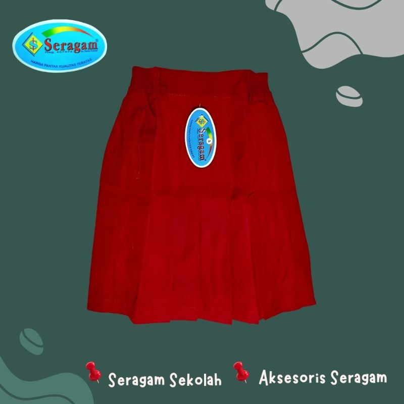 ROK PENDEK SD MERAH / PUTIH REMPEL SERAGAM SEKOLAH MERK SERAGAM