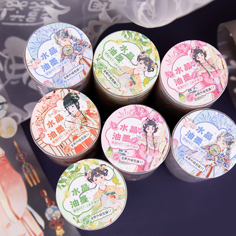 

(3AC) washi tape selotip transparan hologram perempuan kuno china ancient dress girl magical unik