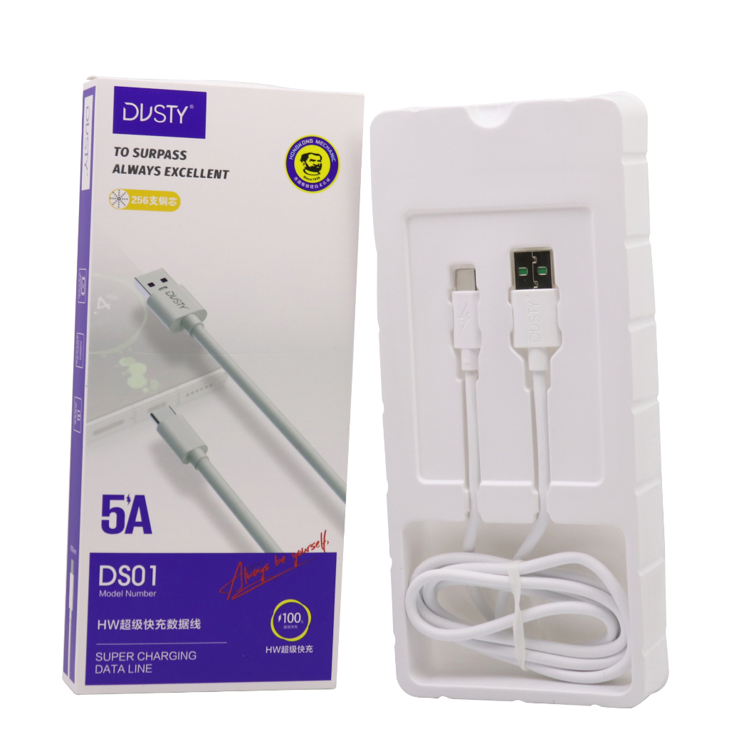 Mechanic Dusty DS01 Type-C Kabel Data USB Android Type-C HW Super Charging 5A 1M White ORI