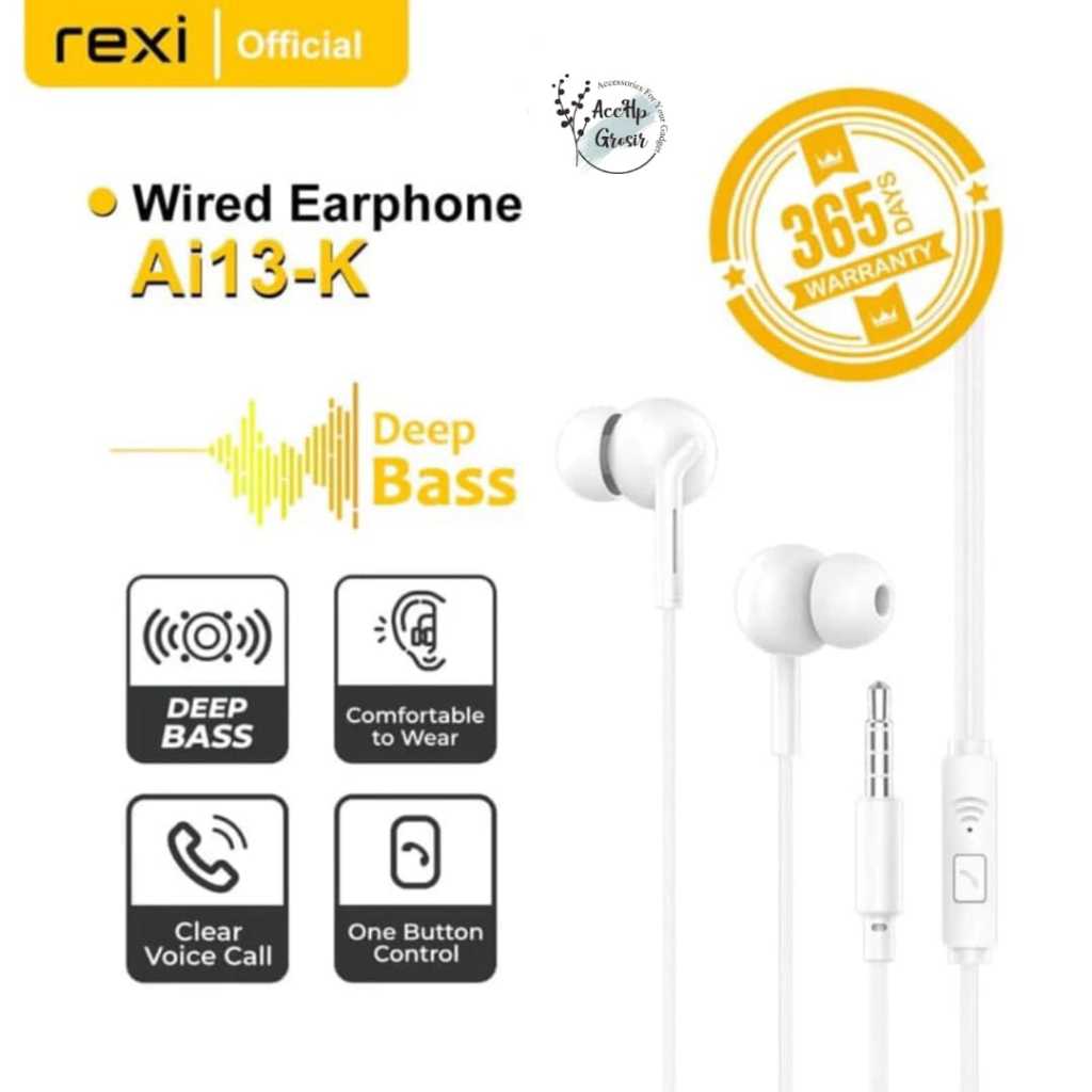 Headset Handsfree Headset Rexi Ai13-K Headset Rexi HF Earphone Deep Bass Rexi Original
