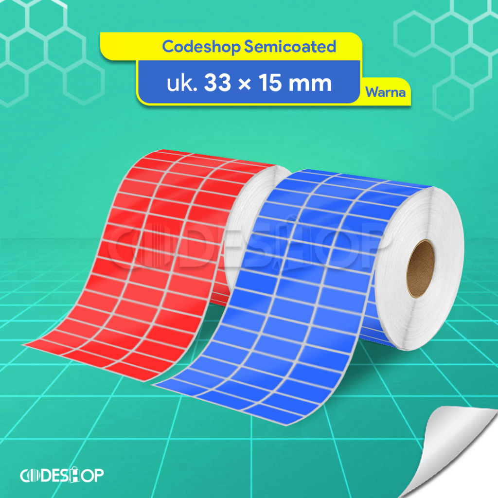 

Stiker Label Warna Semicoated Codeshop 33x15mm isi 10000 Pcs Core 1 Inch