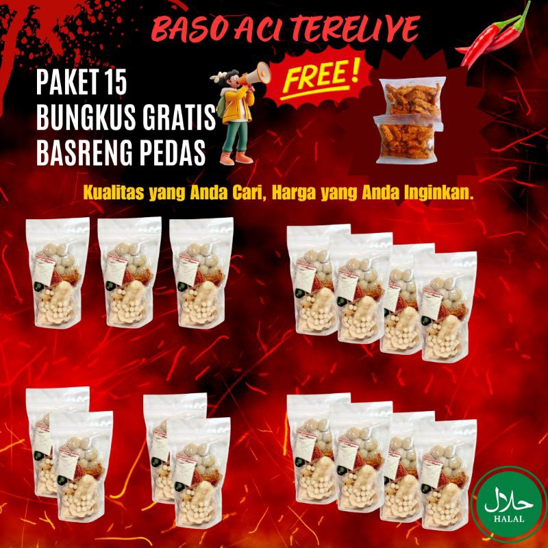 

BASO ACI MURAH / BAKSO / PAKET HEMAT BASO ACI 15 BUNGKUS GRATIS BASRENG PEDAS