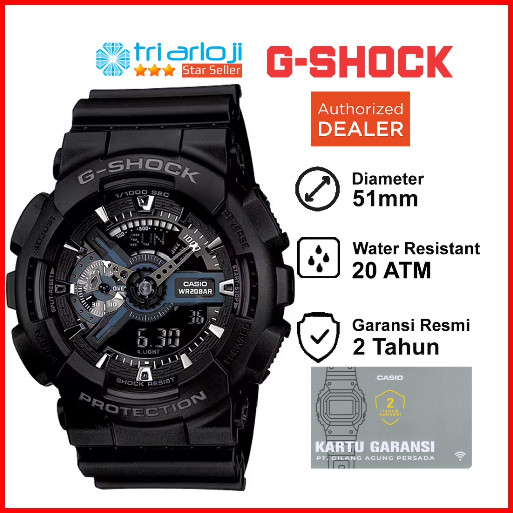 Casio G-Shock GA-110-1BDR Jam Tangan Digital Pria GShock GA-110-1B GA110 GA-110 Hitam