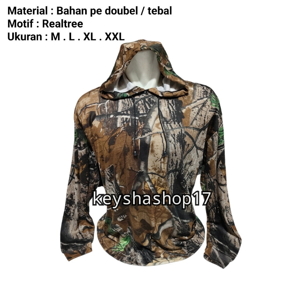 Kaos hoodie motif realtree extra ( bahan pe doubel/tebal )