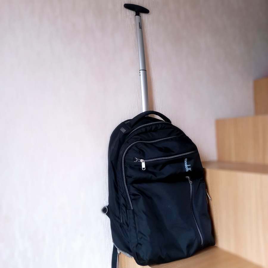 CONDOTTI Premium Backpack Trolley 19 Inch Laptop 15" Black Hitam Tas Ransel KOPER KABIN BESAR Roda 2