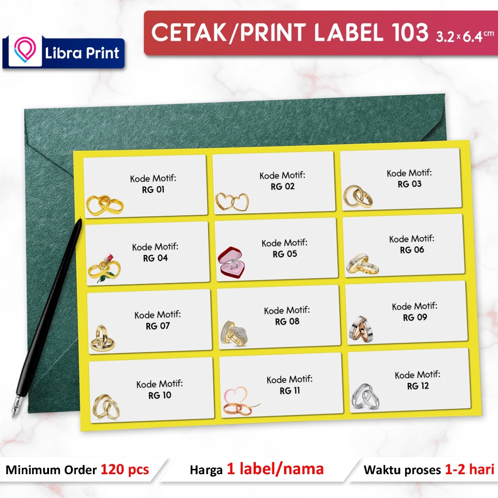 

CETAK STIKER LABEL 103 / PRINT LABEL NAMA UNDANGAN / LABEL BUKU MOTIF RING