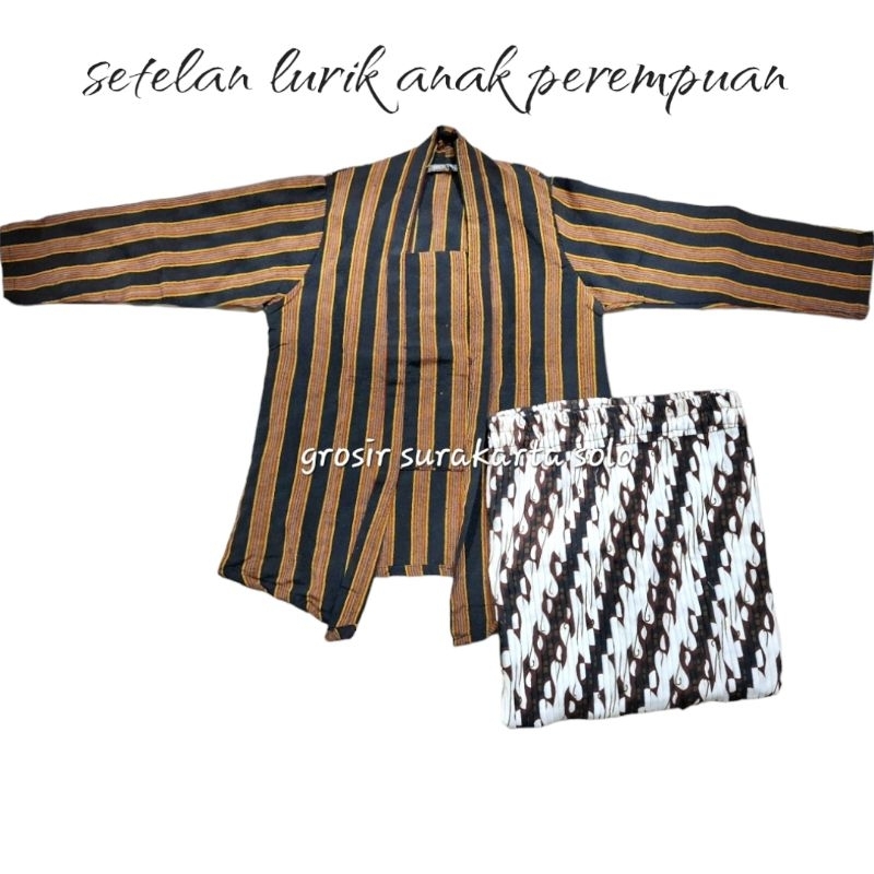 Setelan baju kebaya lurik anak perempuan // baju adat anak perempuan//kebaya lurik+rok plisket anak