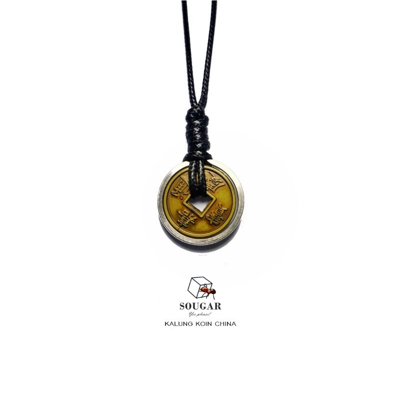 Kalung koin china - tali korea hitam