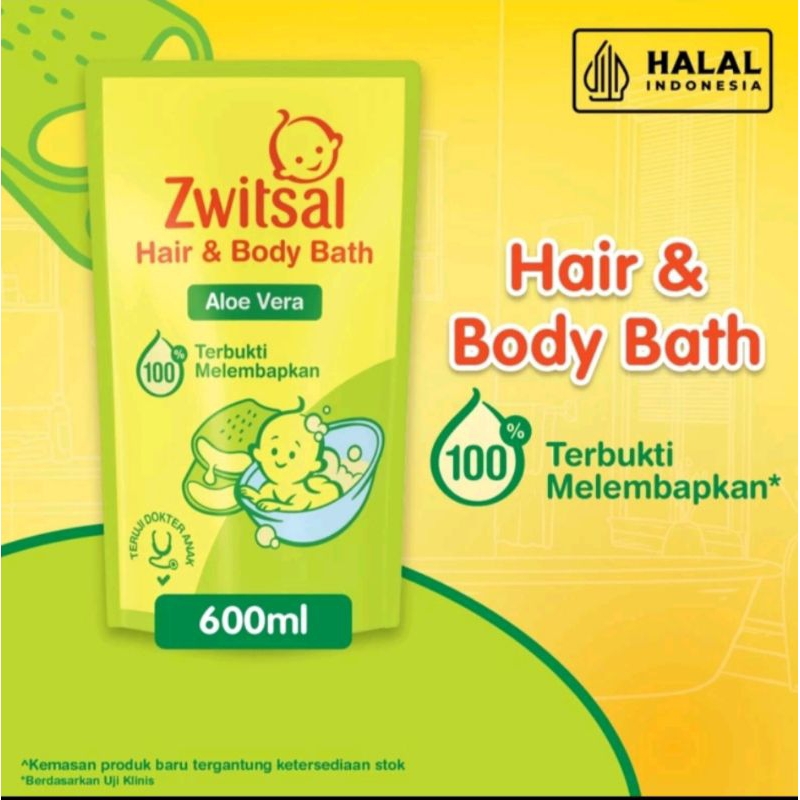 Zwitsal Baby Bath Hair and Body Refill 600 ml/400 ml/Sabun Cair Zwitsal
