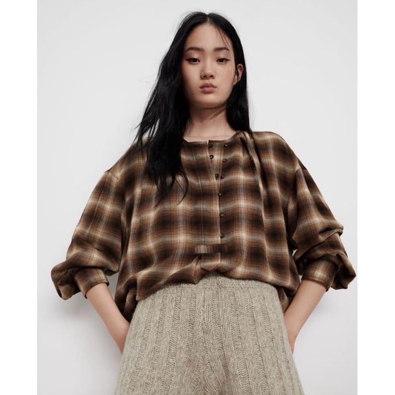 zara plaid top