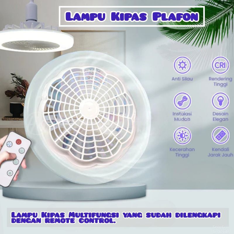 Lampu Kipas Plafon Lampu Plafon Remote Control LED Lampu Kipas Angin 30 Watt