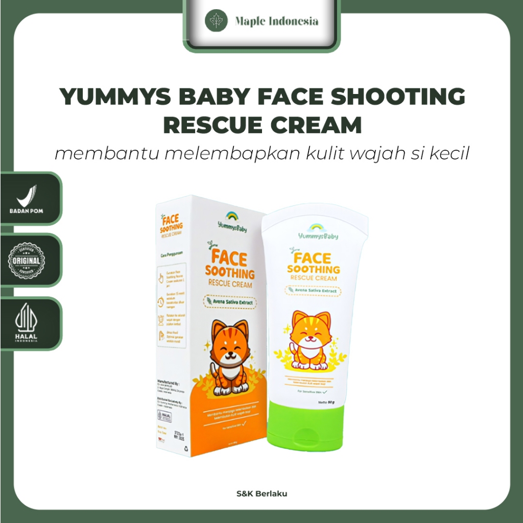 YummysBaby Face Soothing Cream SPF 20/PA++ | Perawatan Kulit Wajah Bayi Atasi Flek, Bruntusan, Ruam