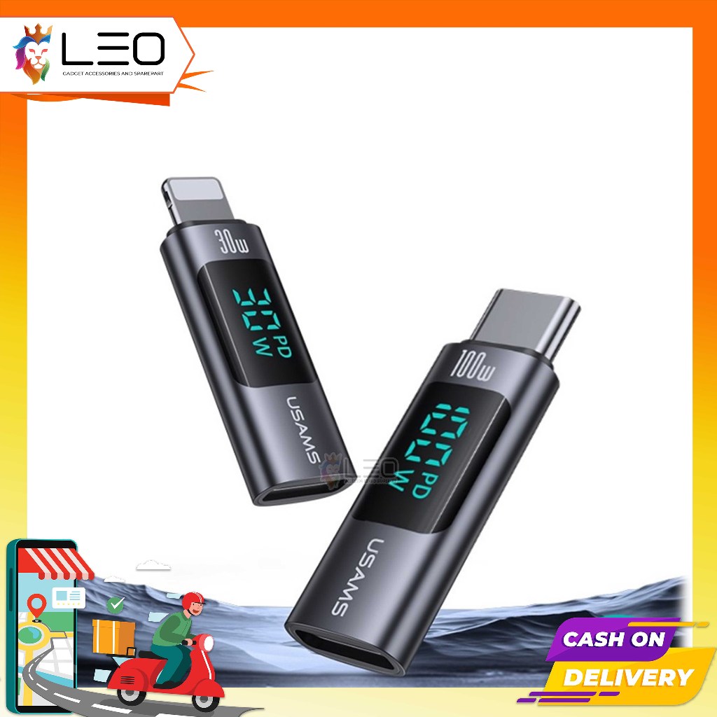 Usams SJ681/SJ682 AU18 100W Type C To C - 30W Type C To Lightning Digital Display Adapter
