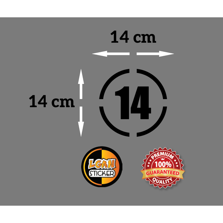 

Stiker Angka Model Bulat Strip Bahan Oracal Ukuran Diameter 14 cm
