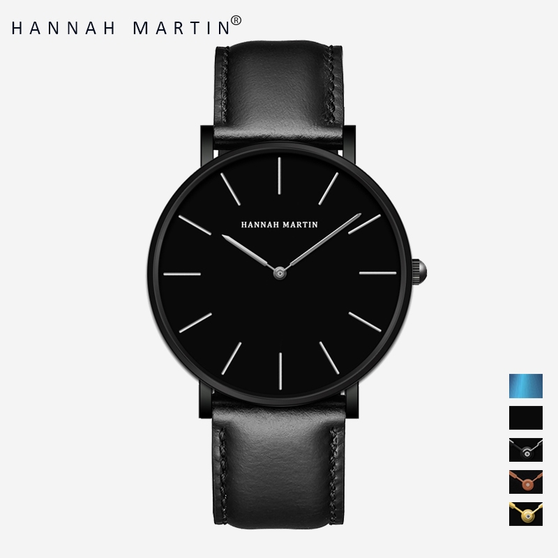 HANNAH MARTIN Jam Tangan Pria 100% Original Keren Sangat tipis Quartz COWOK Couple Kulit Anti Air Men Watch COD Laki Arloji Men Watch murah CH03+-CH03-HYH