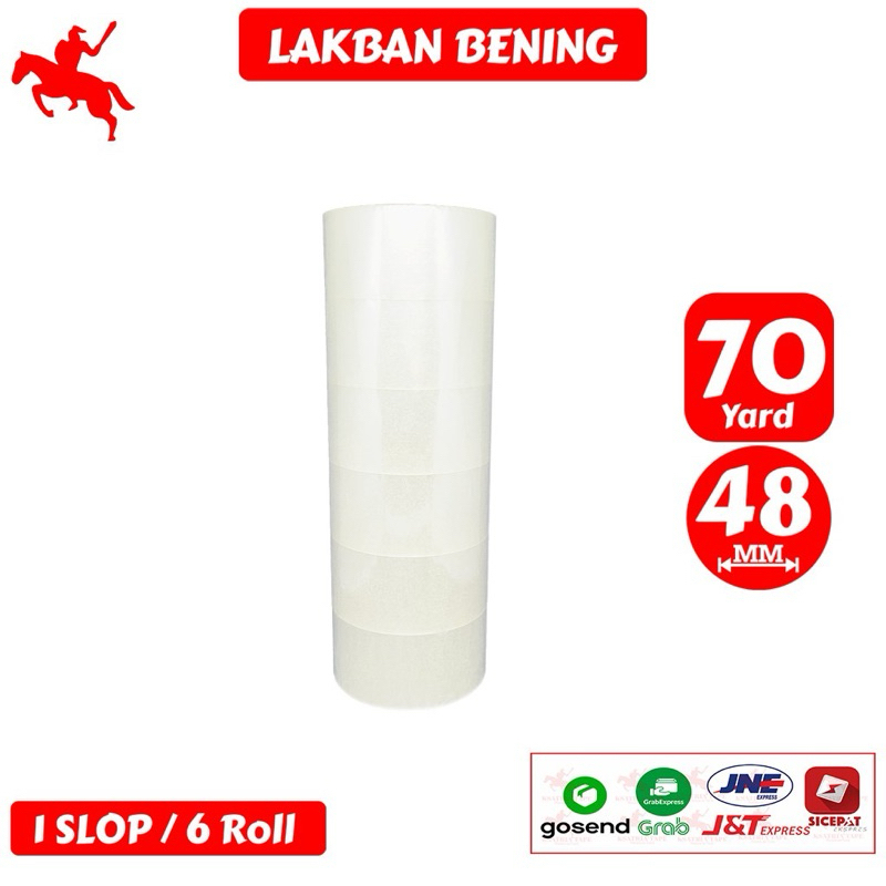 

Lakban Bening KSATRIA Tape 48MM 90 Yard / 70 Yard (1 Slop isi 6 Roll)