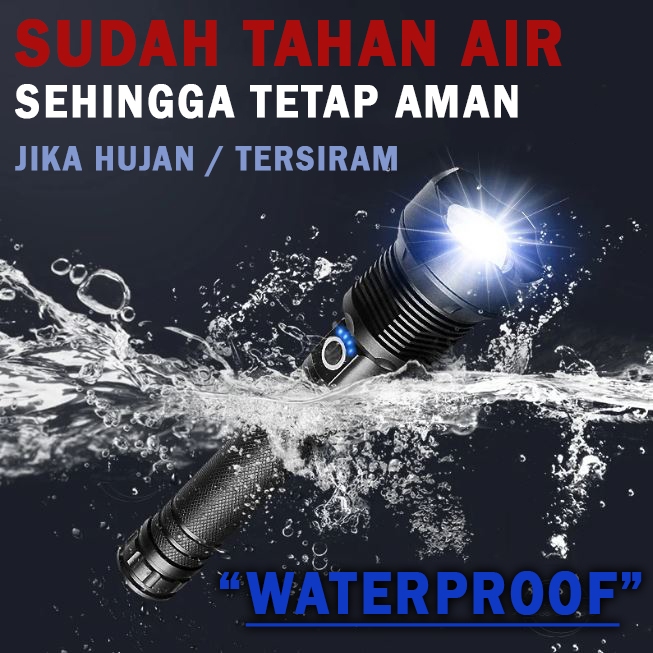 MM ORI Senter Cas Led Super Terang Jarak Jauh Wateroof Anti Air Tahan Lama Sentar Sentet Led Super