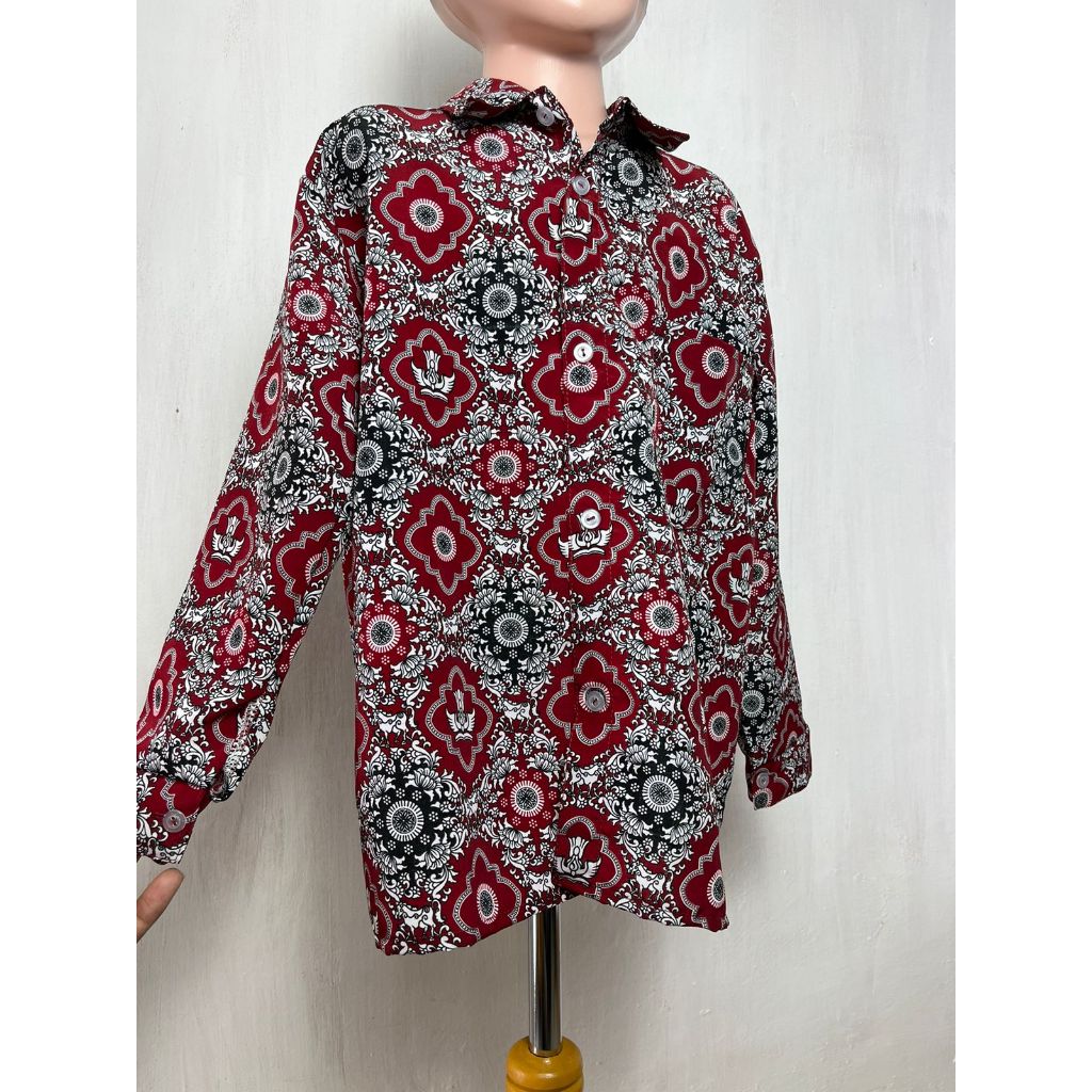 RB BAJU BATIK MERAH SERAGAM SEKOLAH SD LENGAN PANJANG SERAGAM NEGRI ( UNISEX ) KELAS 1-6