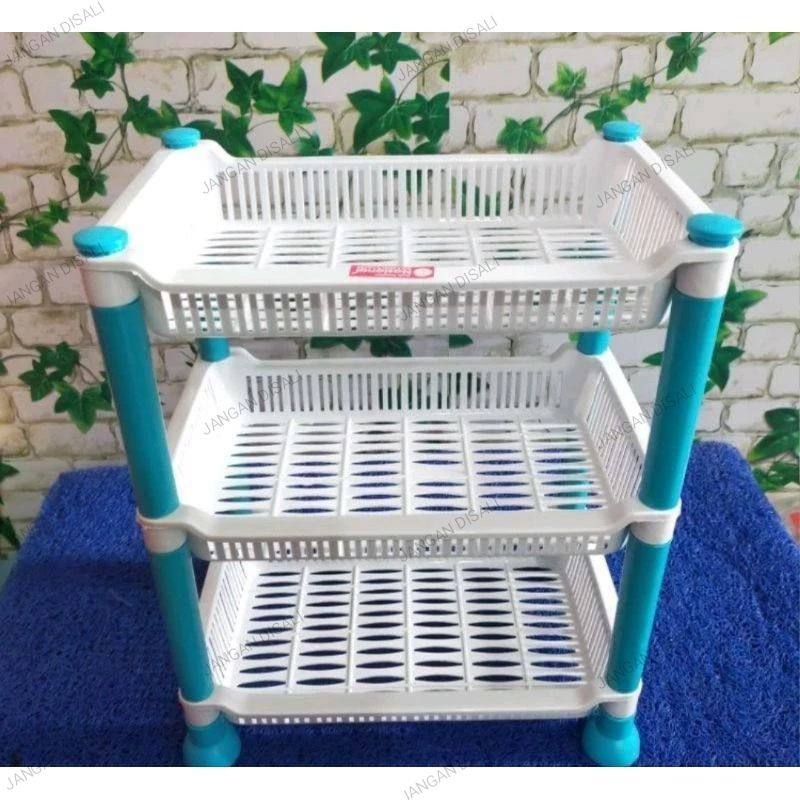 Rak plastik dapur susun 3 plastik SEGI warna PUTIH/ rak plastik serbaguna / rak multifungsi