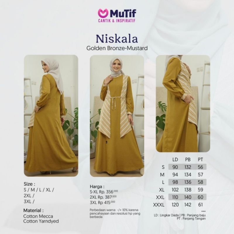 NISKALA GOLDEN BRONZE MUSTARD/GAMIS MUTIF/GAMIS KUNING