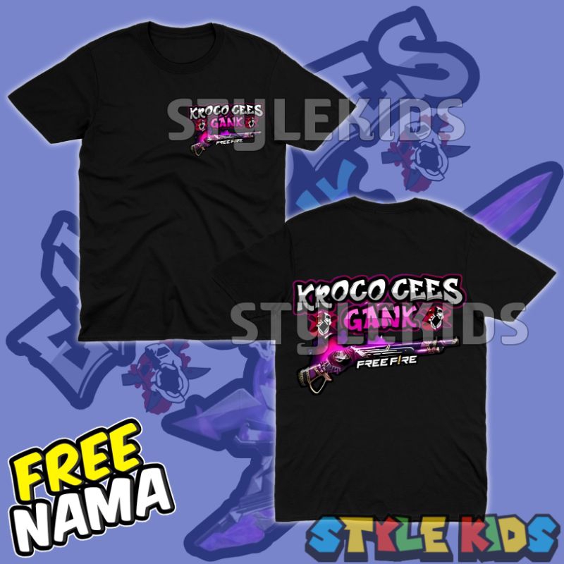 (BISA COD) FREE NAMA Kaos Anak Laki laki Perempuan Logo Kroco Cees Gank Sg Rapper Free Fire T-shirt 