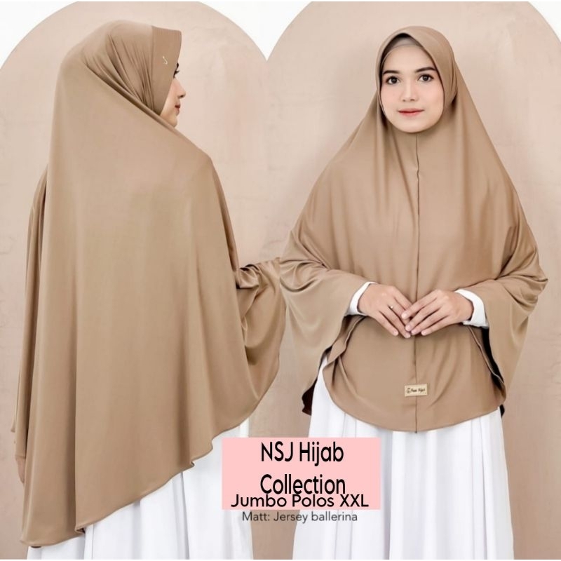 JILBAB JUMBO POLOS JERSEY JILBAB HITAM JUMBO.JILBAB PUTIH JUMBO.NSJ HIJAB COLLECTION