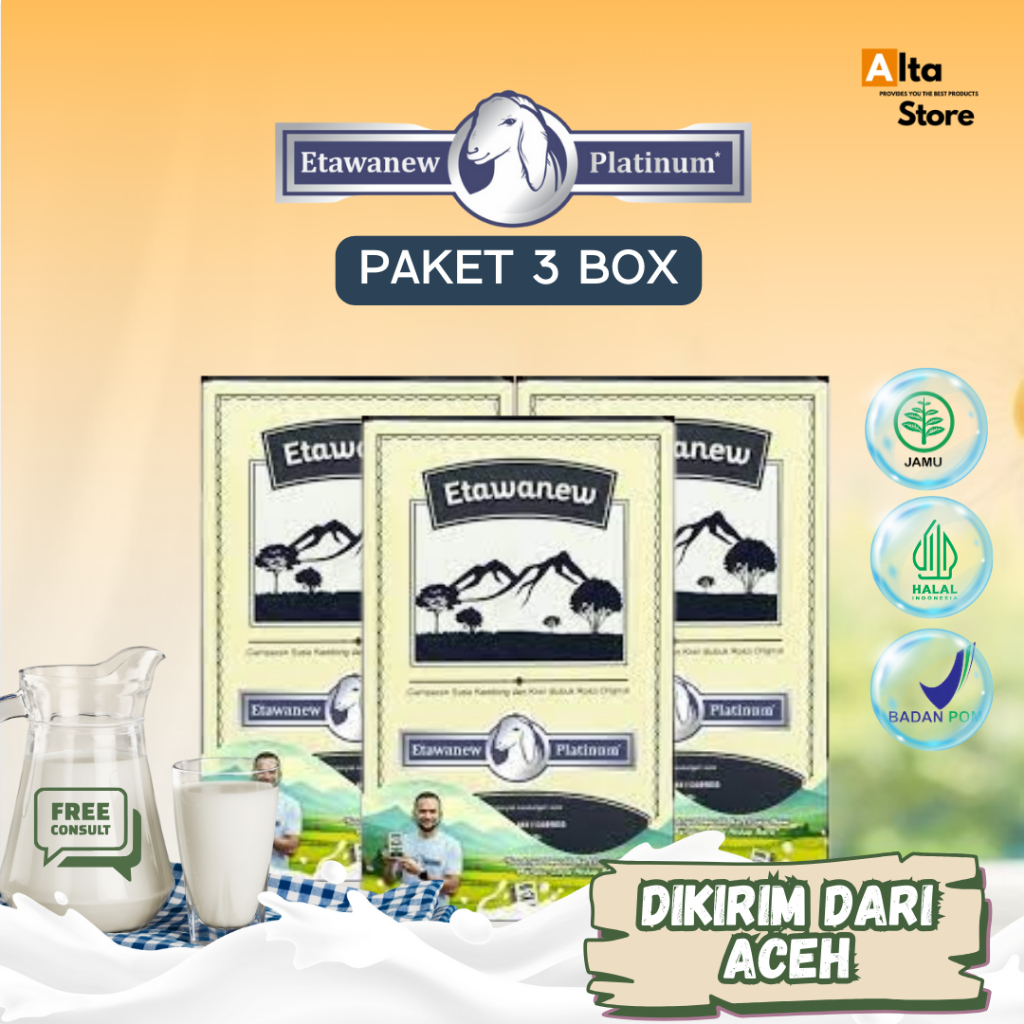 

ETAWANEW (Paket 3 BOX) - Susu Kambing Etawa Atasi Berbagai Macam Masalah Pertulangan dan Persendian, Nyeri Sendi, Rematik, Asam Urat, Gangguan Pernapasan, Menambah Imunitas Tubuh 100% Original BPOM Aceh