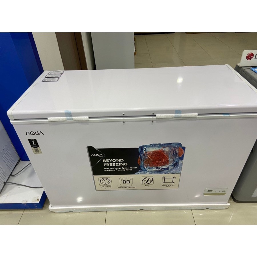 Chest Freezer AQUA AQF-305GC 330 Liter AQF 305 GC Glass Door BATAM