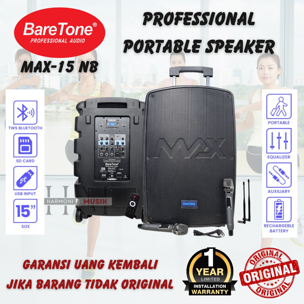 Speaker Portable BARETONE MAX15NB MAX15NB MAX15NB 15'' ORIGINAL